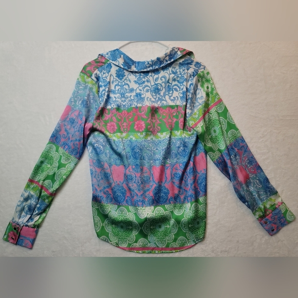 NWT Industry Republic Clothing Satin Patchwork Button Down Long Sleeve Sz Small - Picture 2 of 14